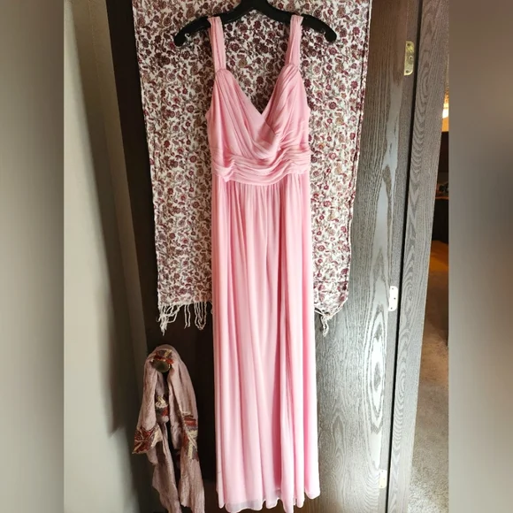 tickled pink bridesmaid dresses ZAPAKA Women Blush Pink A-Line Bridesmaid Dress Strapless Pleated Tiered Long Wedding Guest Dress, Dusty Blue / US22W main image 0